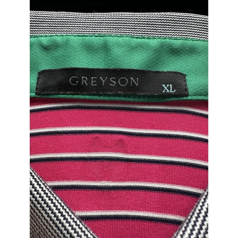 Greyson Men's Polo Shirt‎ Size XL Pink Striped Golf Preppy Performance #D3-6